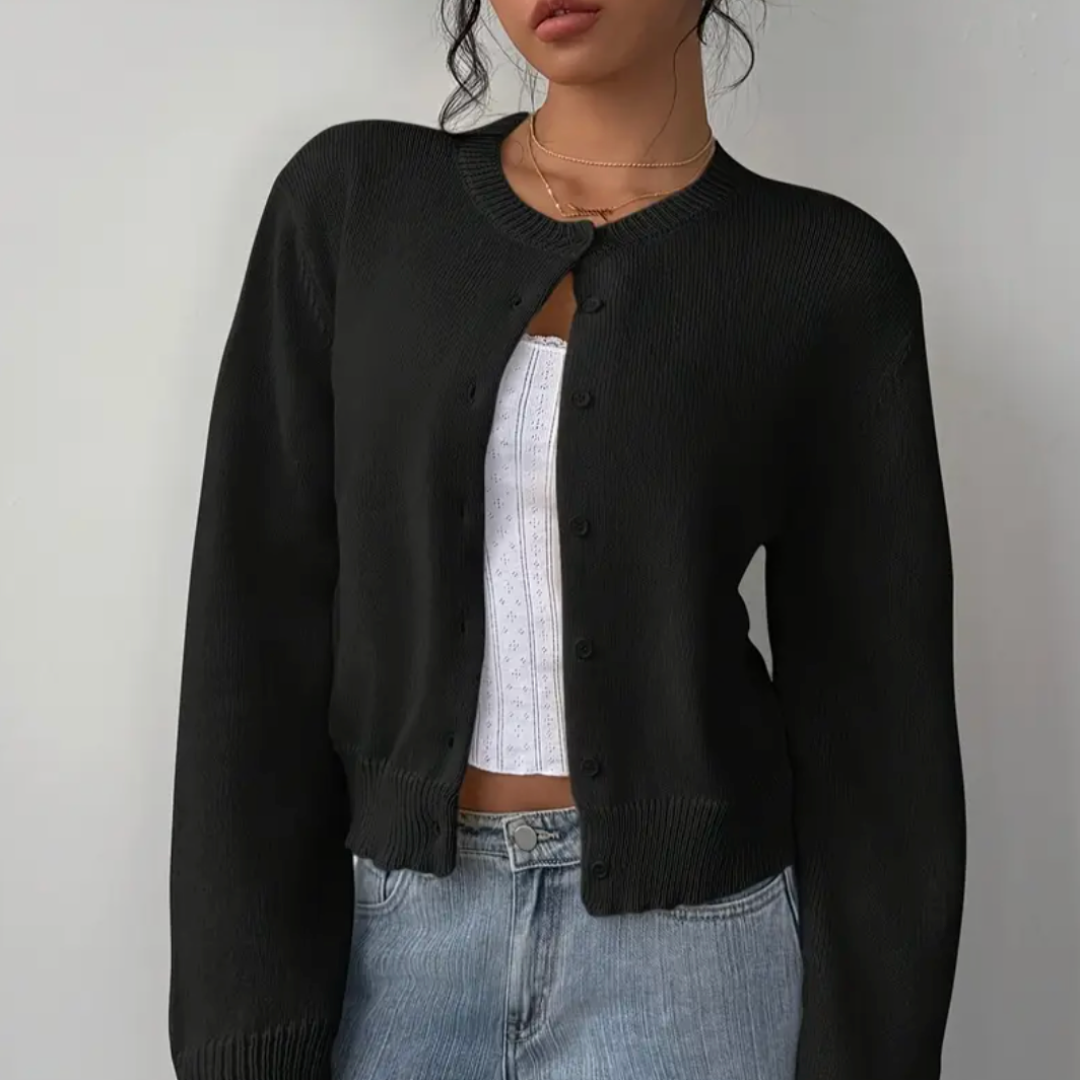 Kvinders Cardigan med Beskårne Knapper 8