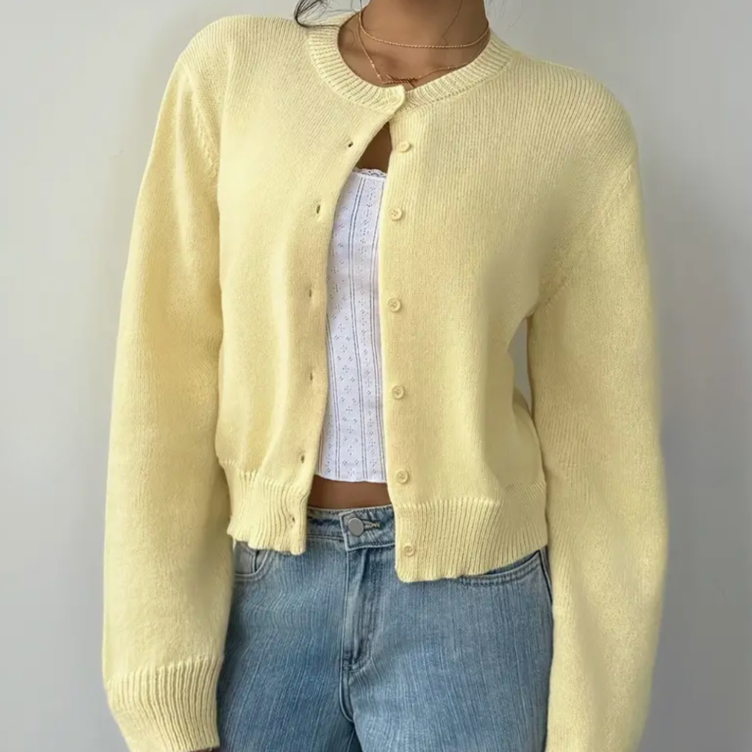 Kvinders Cardigan med Beskårne Knapper 9