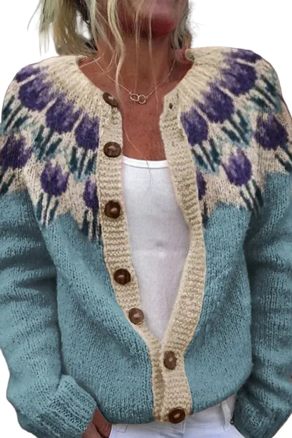 Kvinders Cardigan med Blomsterdesign 0