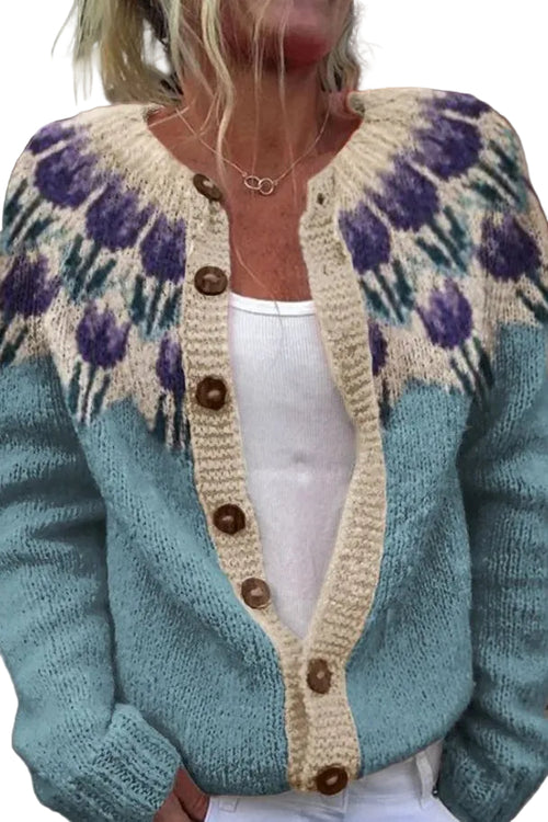 Kvinders Cardigan med Blomsterdesign 0