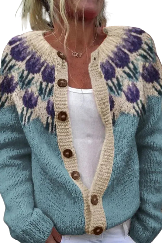 Kvinders Cardigan med Blomsterdesign 0