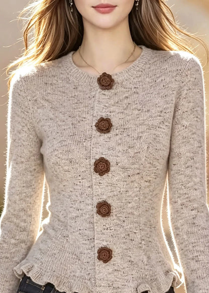 Kvinders Cardigan med Flæser og Patchwork Design 1