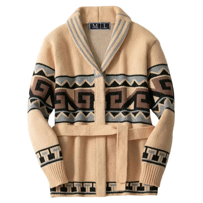Kvinders Cardigan med Geometrisk Mønster 0