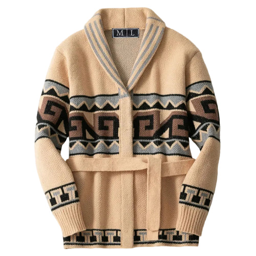 Kvinders Cardigan med Geometrisk Mønster 0