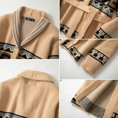 Kvinders Cardigan med Geometrisk Mønster 4