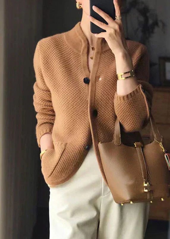 Kvinders Cardigan med Høj Krave og Knapper Casual 3