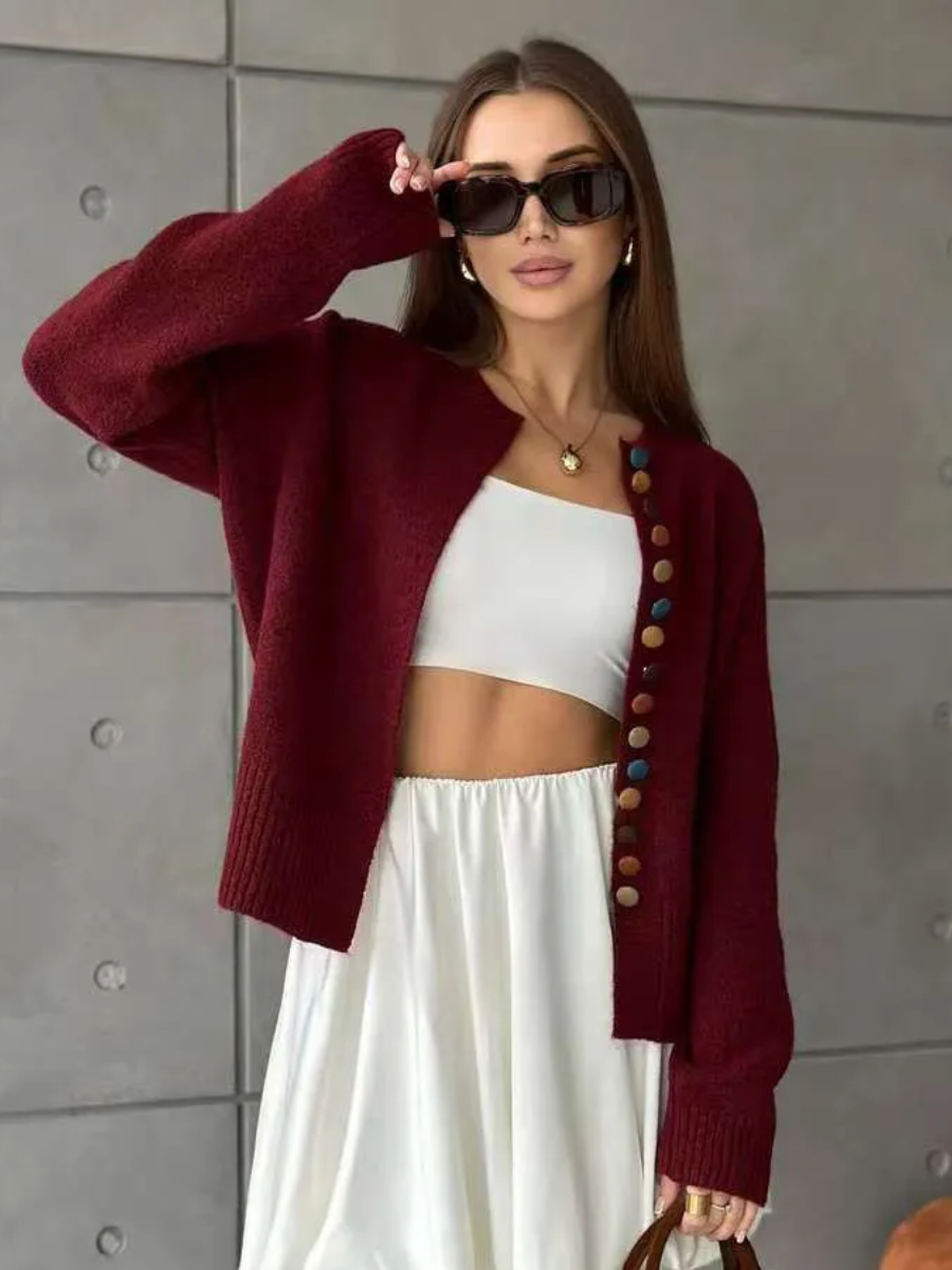 Kvinders Cardigan med Knap Accent Vest-inspireret Stil 4