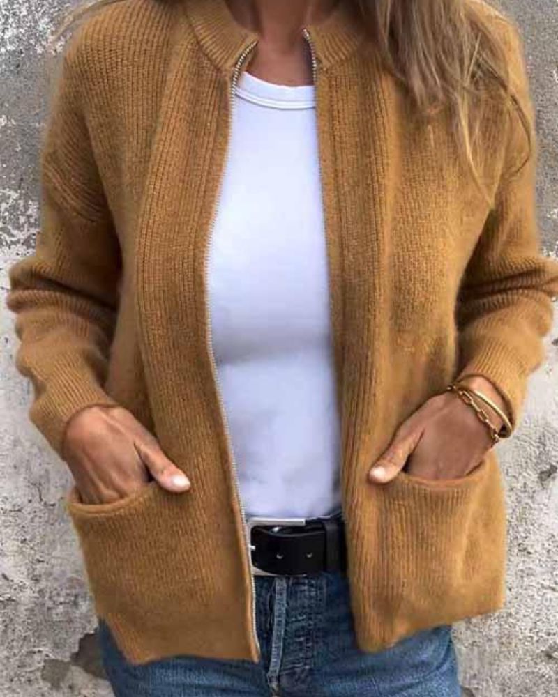 Kvinders Cardigan med Lynlås og Moderne Stil 4