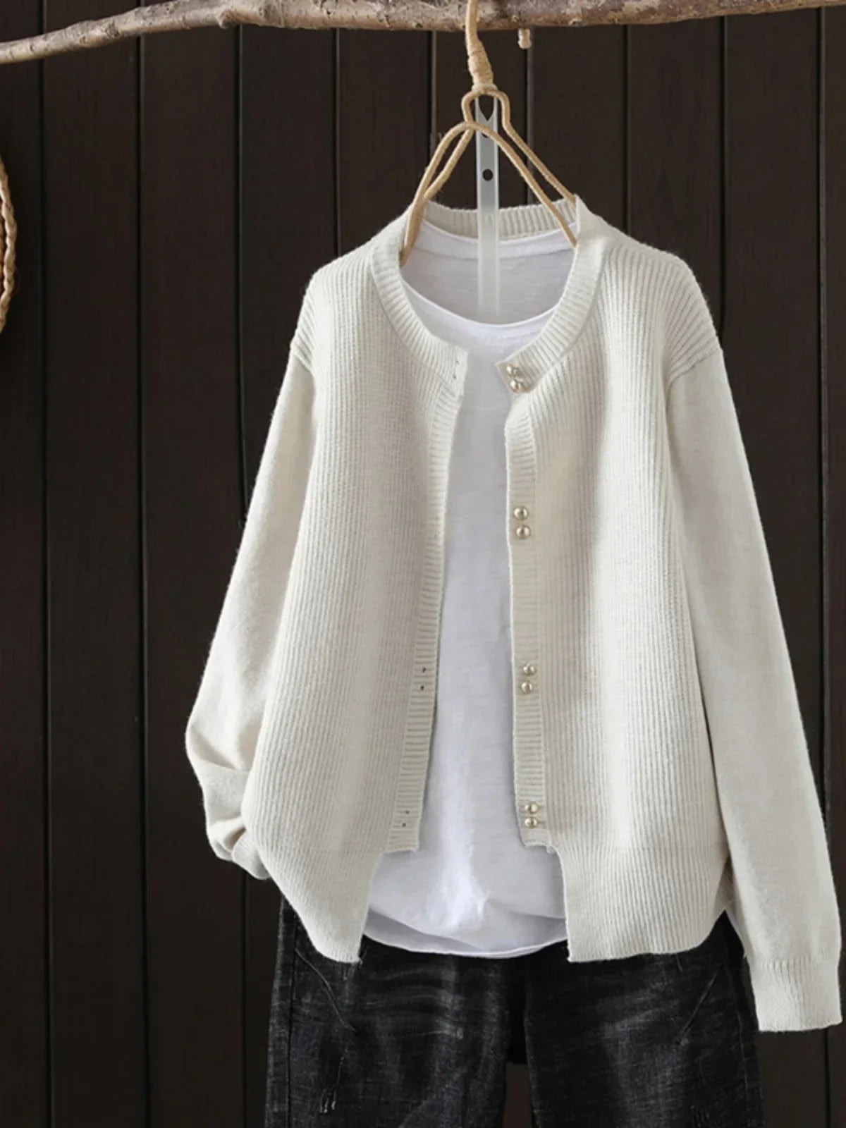 Kvinders Cardigan med Perleknapper 4