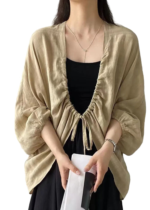 Kvinders Cardigan med Snørebånd i Khaki Stil 0