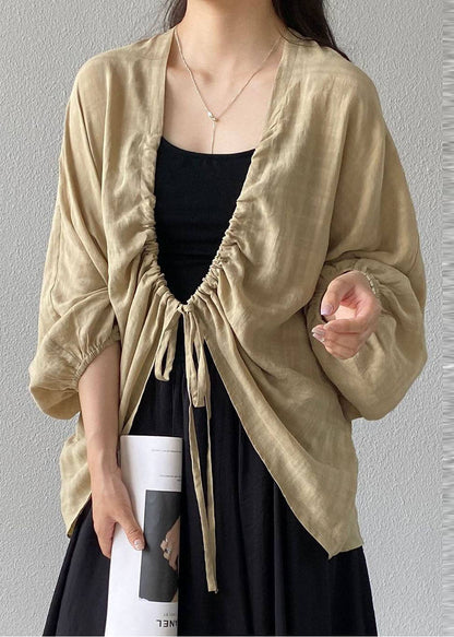 Kvinders Cardigan med Snørebånd i Khaki Stil 3