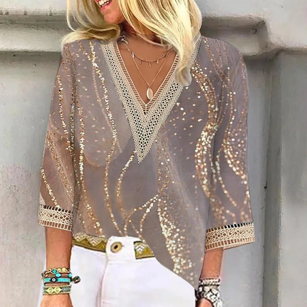Kvinders Casual Bluse med V-hals 2