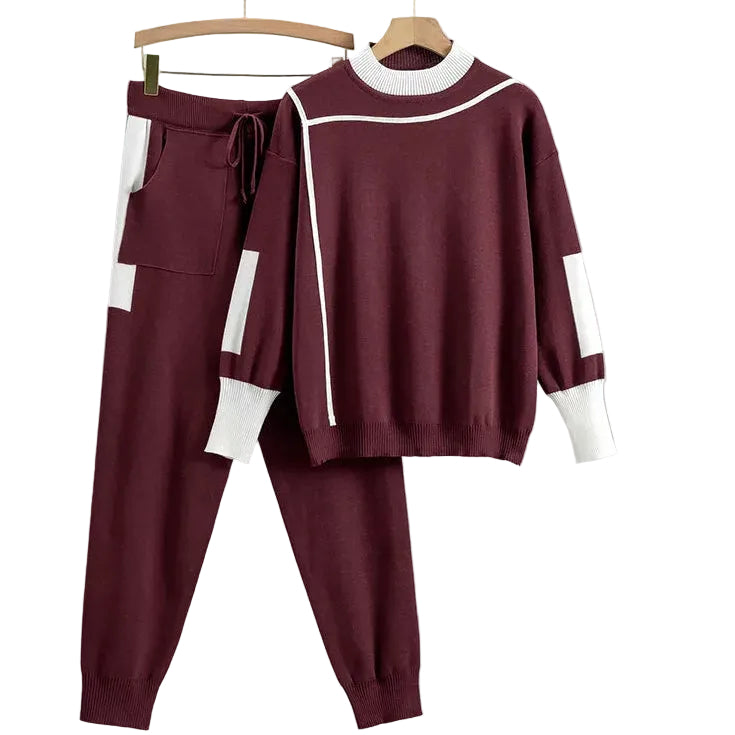Kvinders Casual Lounge Sæt med Sweater og Bukser 0