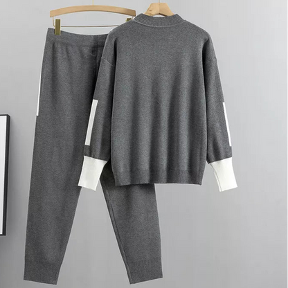 Kvinders Casual Lounge Sæt med Sweater og Bukser 2