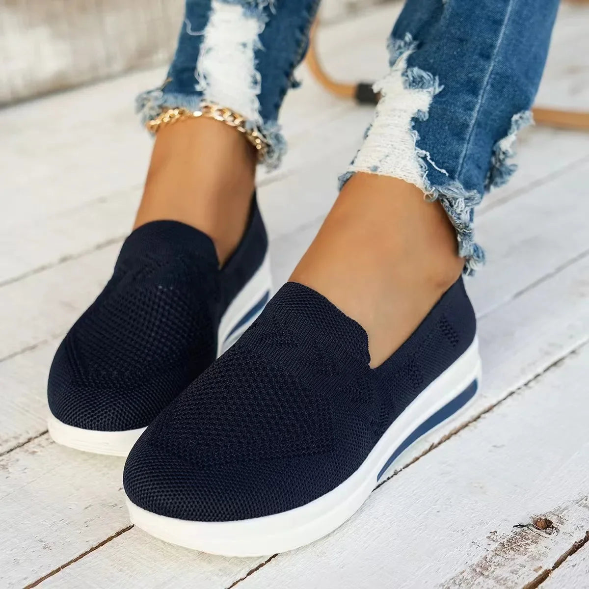 Kvinders Casual Sneakers Åndbar Strik Mesh 3