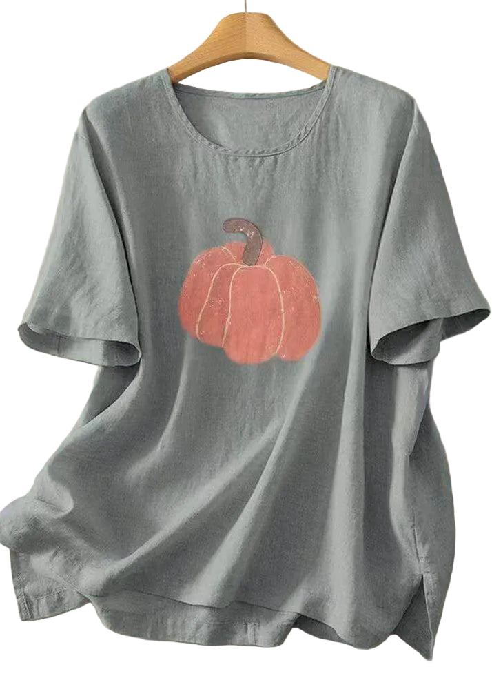 Kvinders Casual T-shirt med O-hals og Print 0