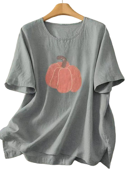 Kvinders Casual T-shirt med O-hals og Print 0