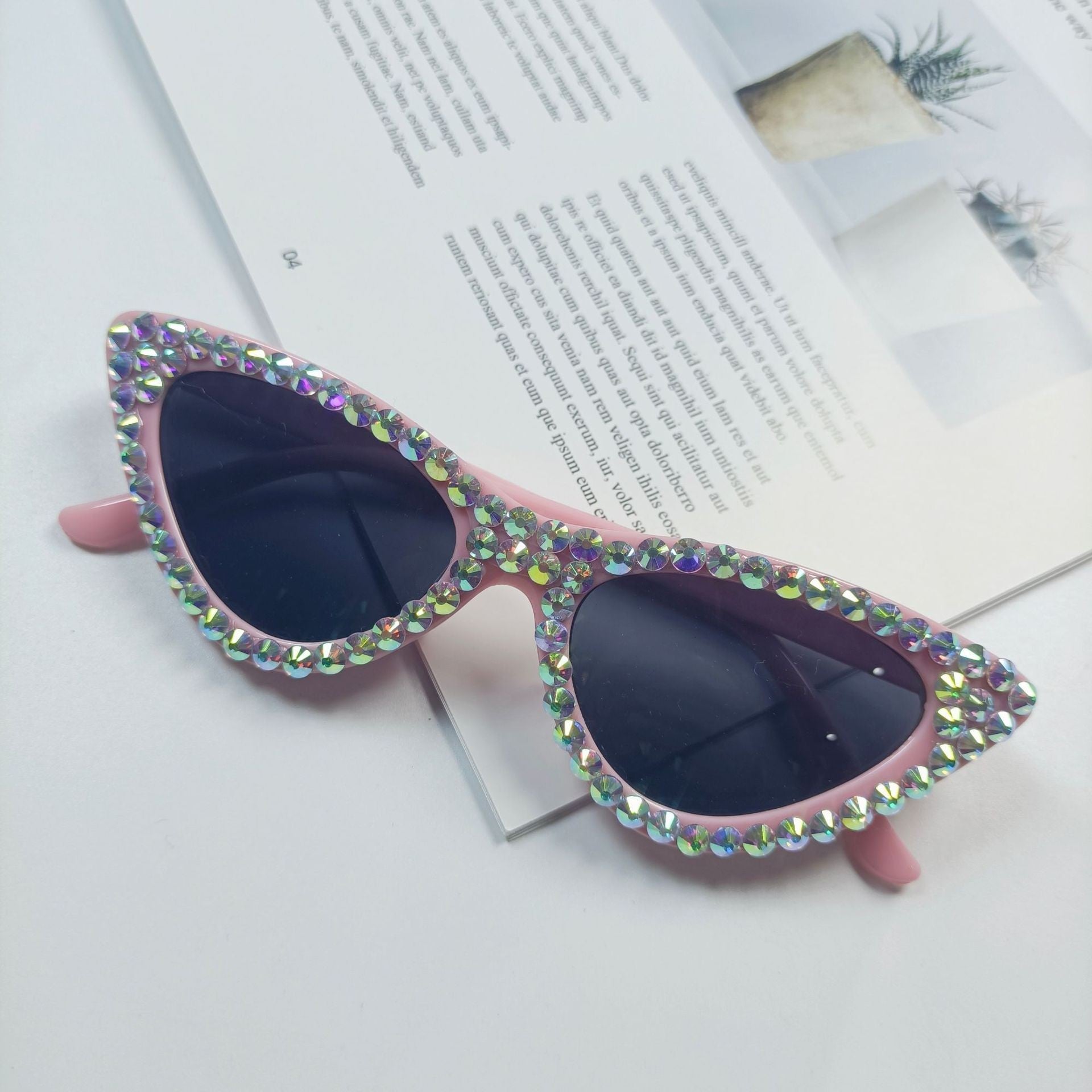 Kvinders Cat-Eye Solbriller med Krystaltrimning 10