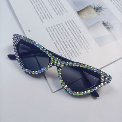 Kvinders Cat-Eye Solbriller med Krystaltrimning 6