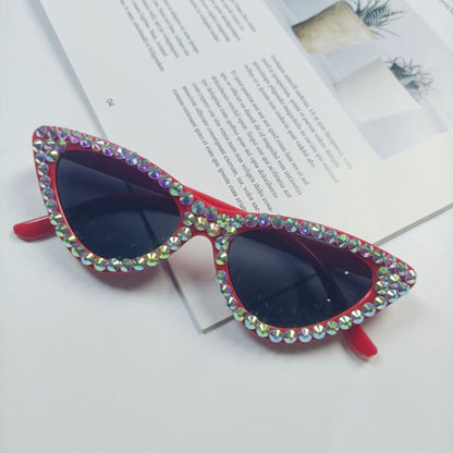 Kvinders Cat-Eye Solbriller med Krystaltrimning 8