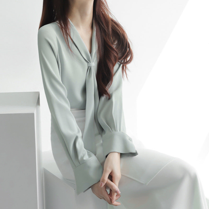 Kvinders Chiffon Bluse med Sløjfe 7