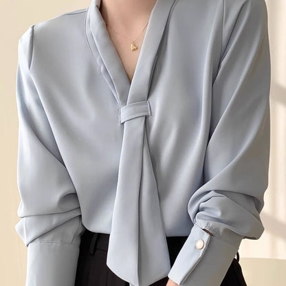Kvinders Chiffon Bluse med Sløjfe 9