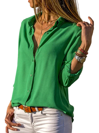 Kvinders Chiffonbluse Løs V-hals 0
