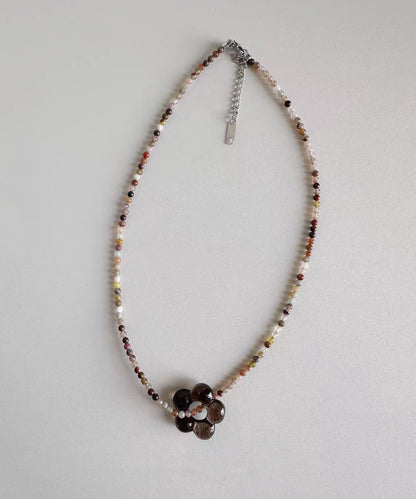 Kvinders Choker Halskæde med Farvede Glas- og Naturstenperler 2