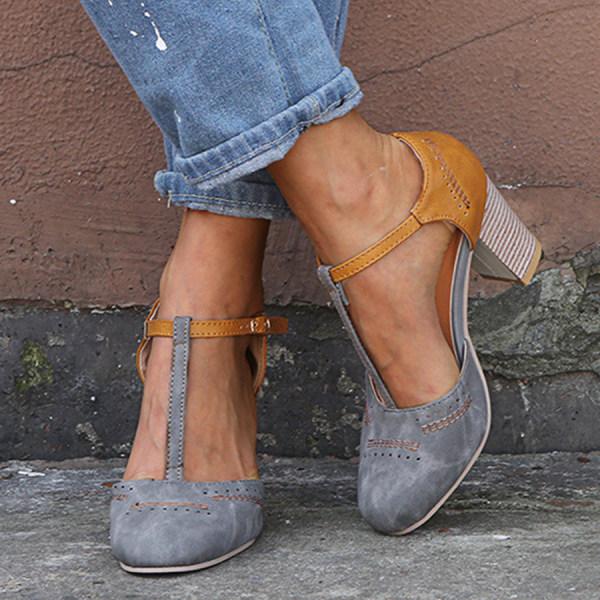 Kvinders Chunky Heel Mary Janes Casual 6