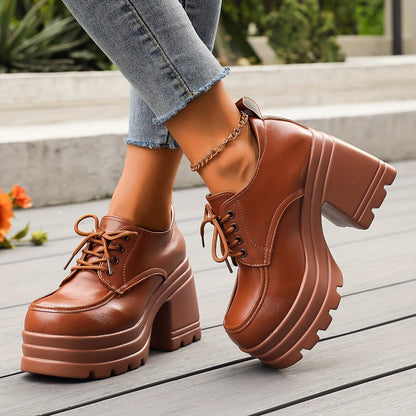 Kvinders Chunky Platform Oxfords Casual Style 2
