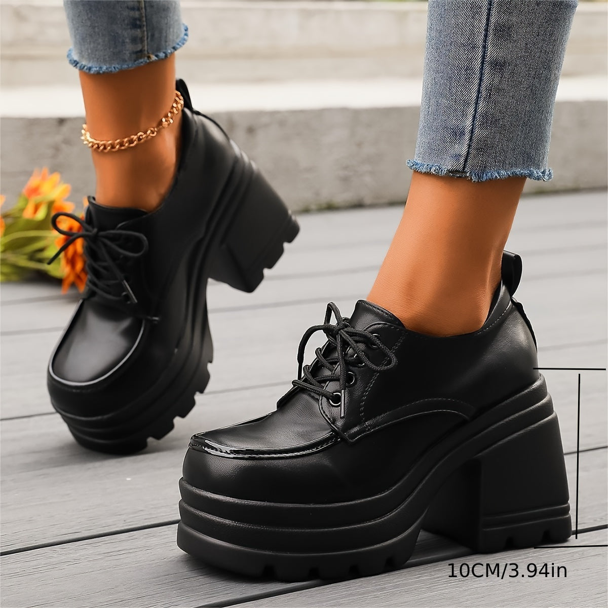 Kvinders Chunky Platform Oxfords Casual Style 7