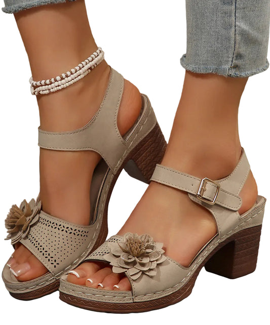 Kvinders Chunky Sandaler med Peep Toe 0