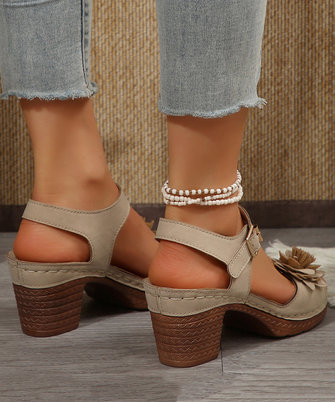 Kvinders Chunky Sandaler med Peep Toe 4