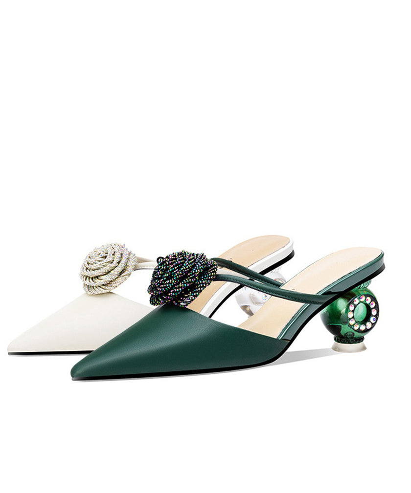 Kvinders Chunky Slide Sandaler med Blomsterdesign 4