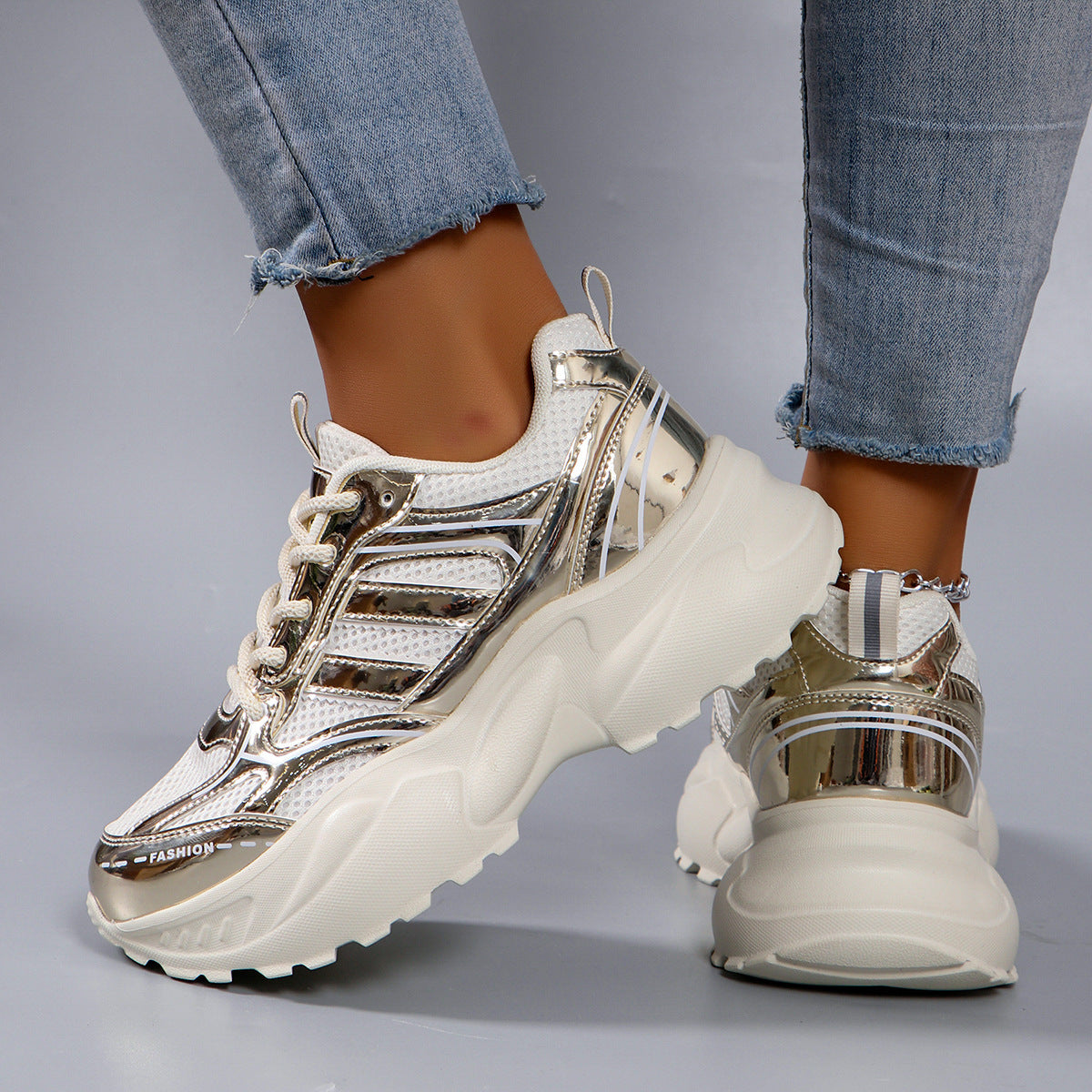 Kvinders Chunky Sneakers Sporty Design 1
