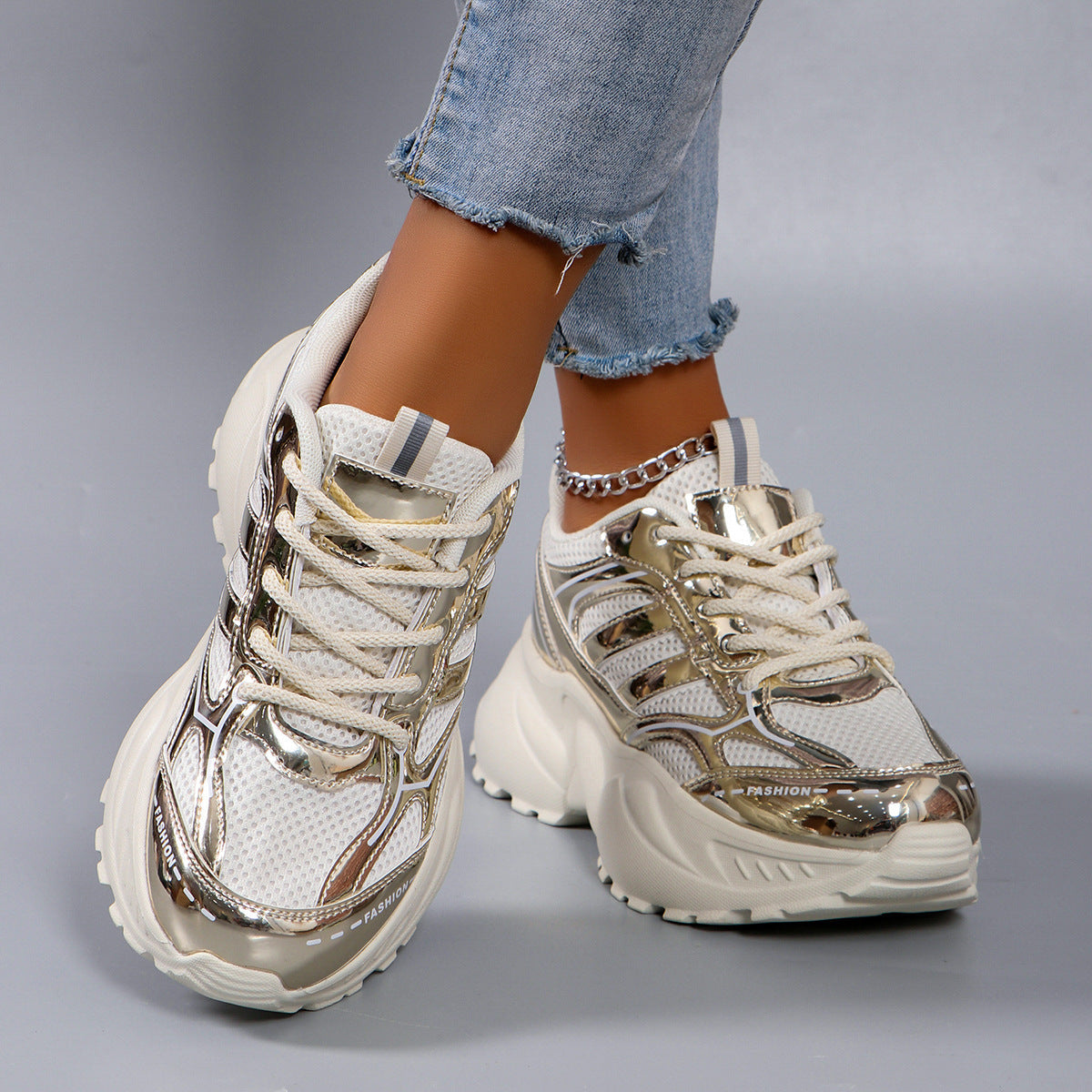 Kvinders Chunky Sneakers Sporty Design 3