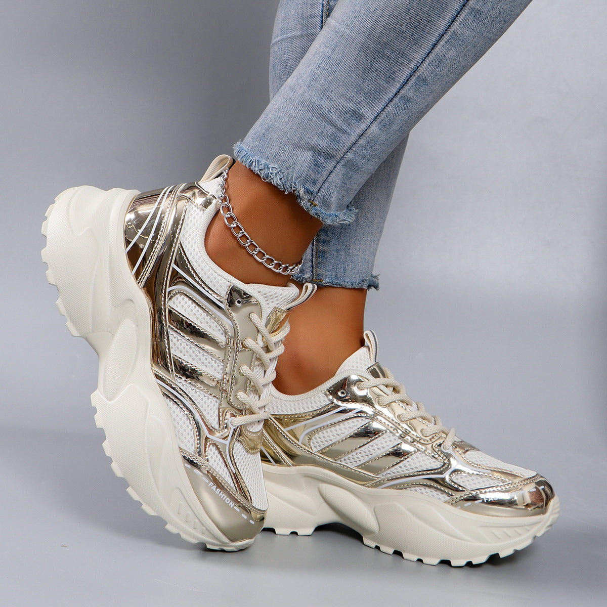 Kvinders Chunky Sneakers Sporty Design 4