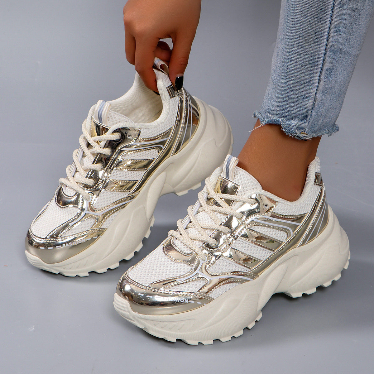 Kvinders Chunky Sneakers Sporty Design 6