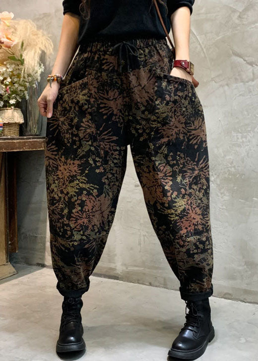 Kvinders Cinched Denim Bukser med Print 1