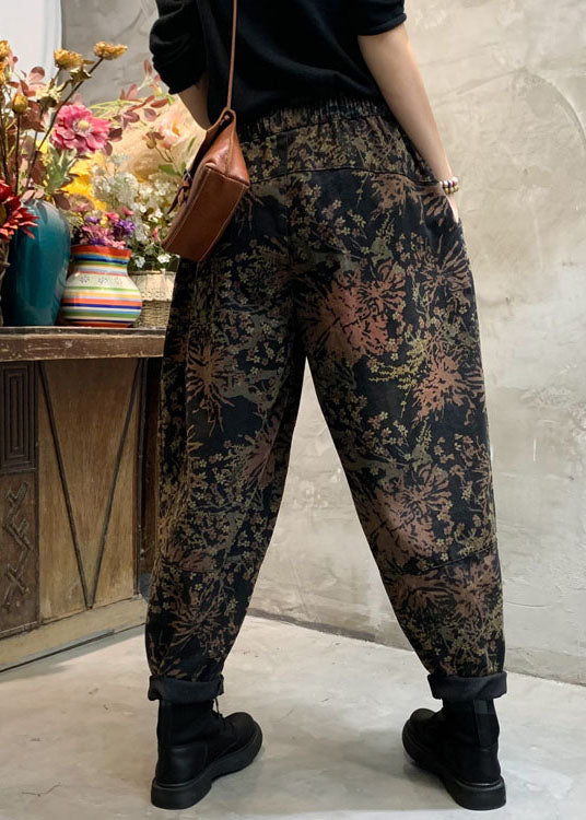 Kvinders Cinched Denim Bukser med Print 4