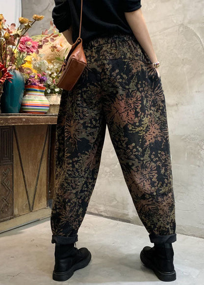 Kvinders Cinched Denim Bukser med Print 4