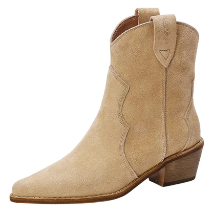 Kvinders Cowboy Støvler Suede Beige 0