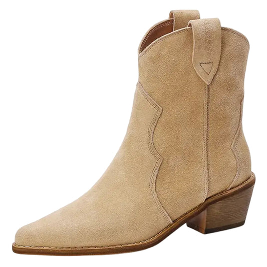Kvinders Cowboy Støvler Suede Beige 0