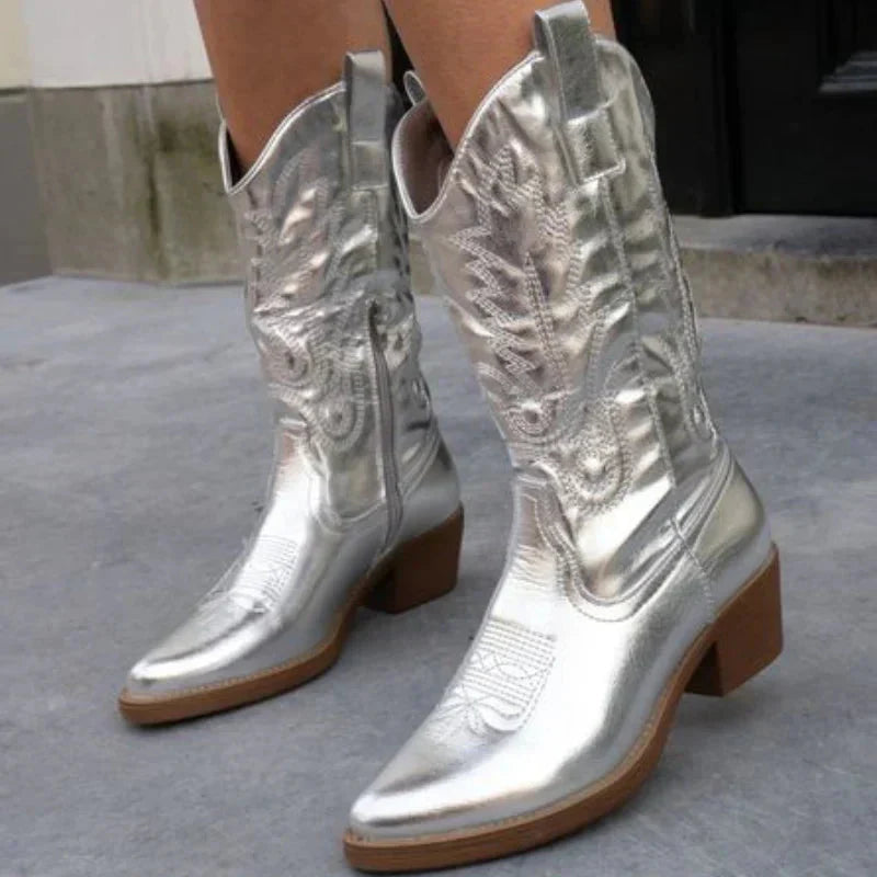 Kvinders Cowboystøvler Metallic Stil Moderne 6
