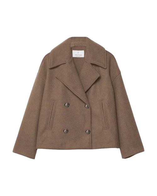 Kvinders Cropped Peacoat Dobbeltradet Stil 0