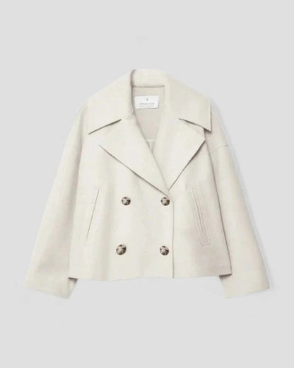 Kvinders Cropped Peacoat Dobbeltradet Stil 6