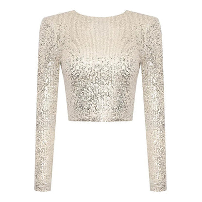 Kvinders Cropped Top med Pailletter 0