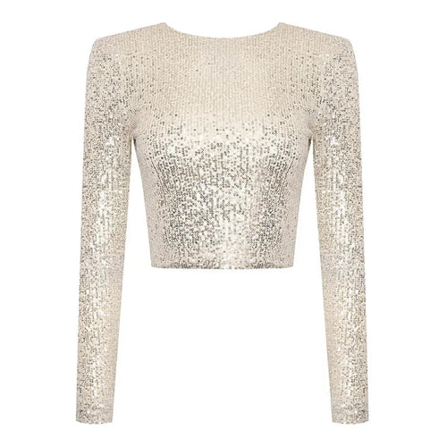 Kvinders Cropped Top med Pailletter 0