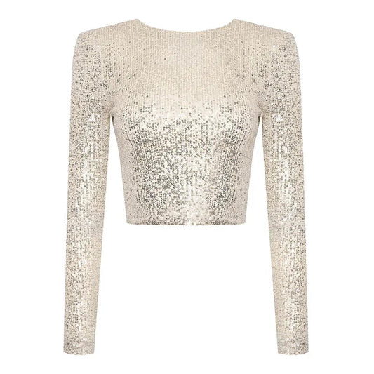 Kvinders Cropped Top med Pailletter 0