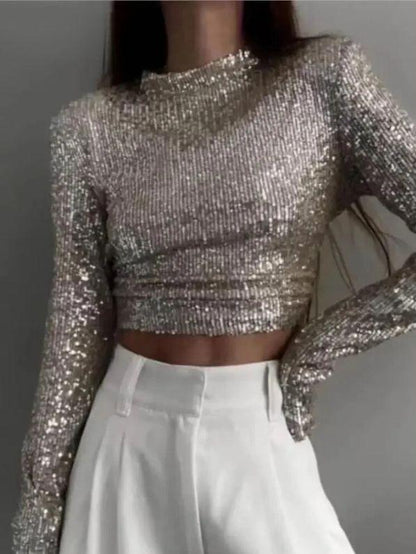 Kvinders Cropped Top med Pailletter 2